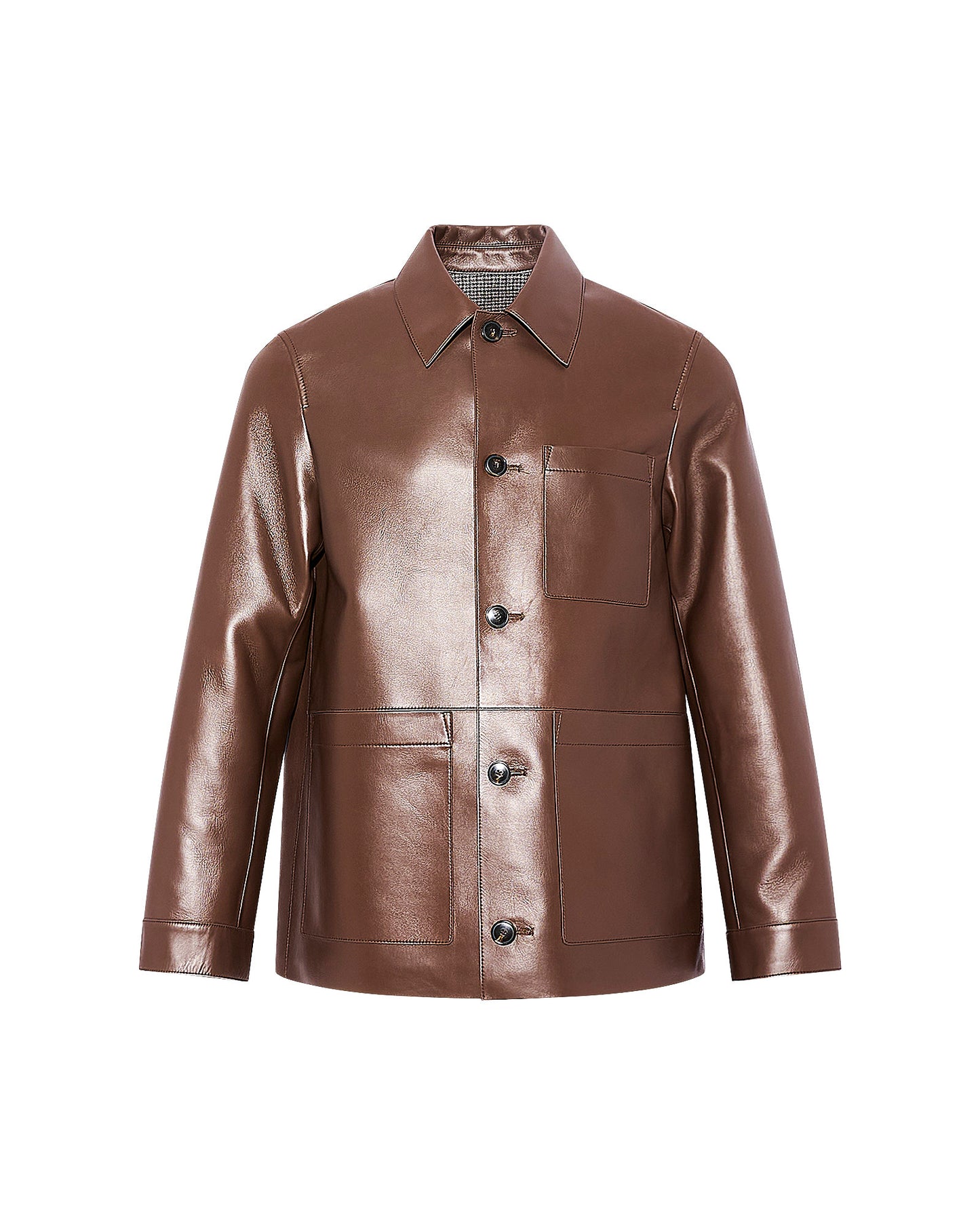 Flannel lined leather overshirt -Yves Salomon