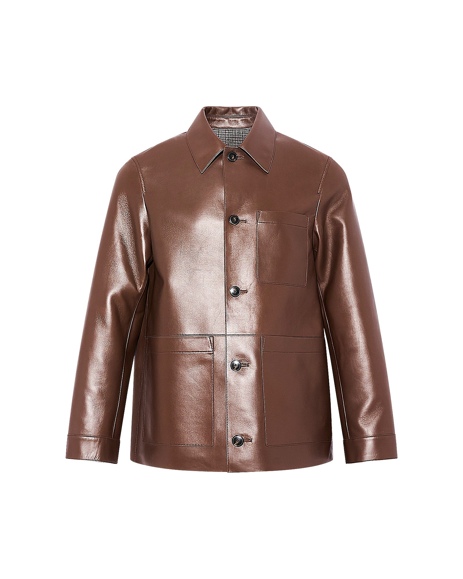 Flannel lined leather overshirt -Yves Salomon
