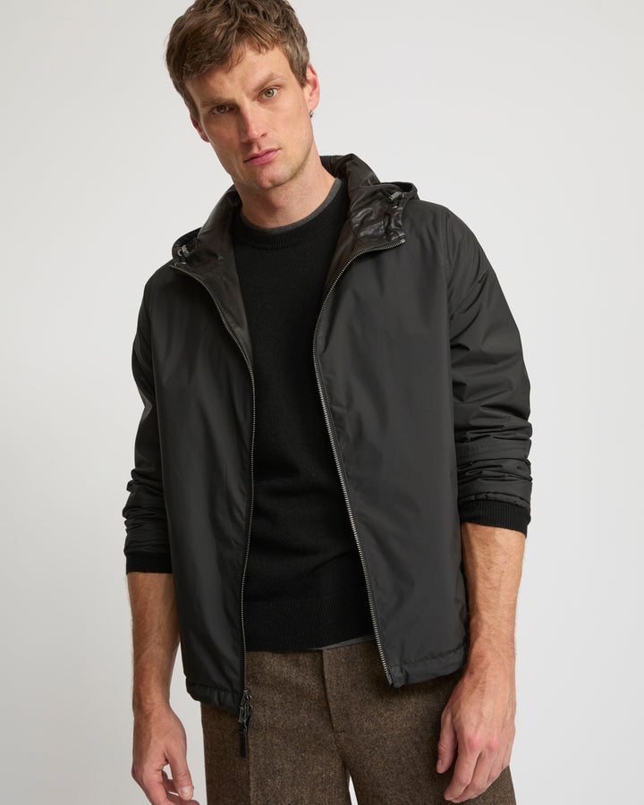 Reversible baby calfskin hoodie