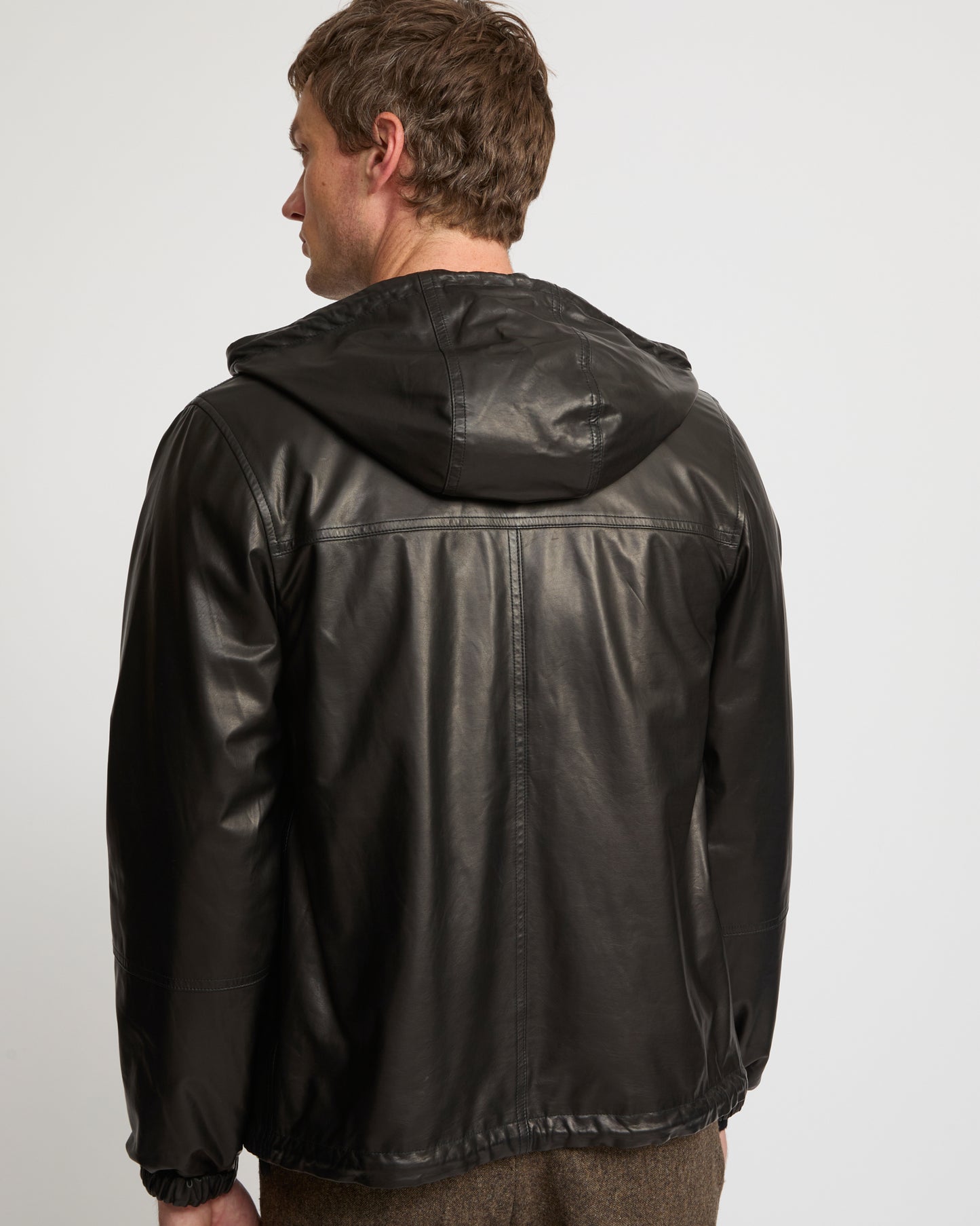 Reversible baby calfskin hoodie