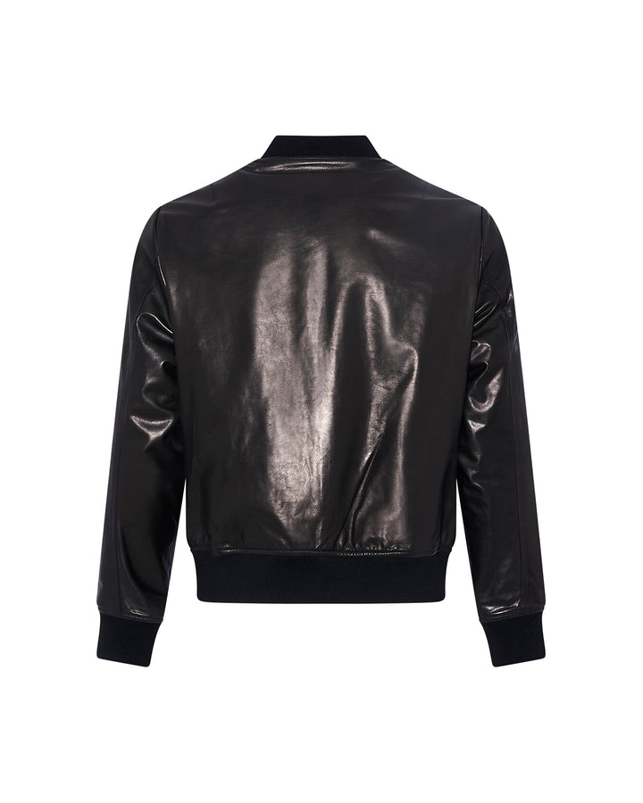 Ultra fine premium calf leather varsity jacket.