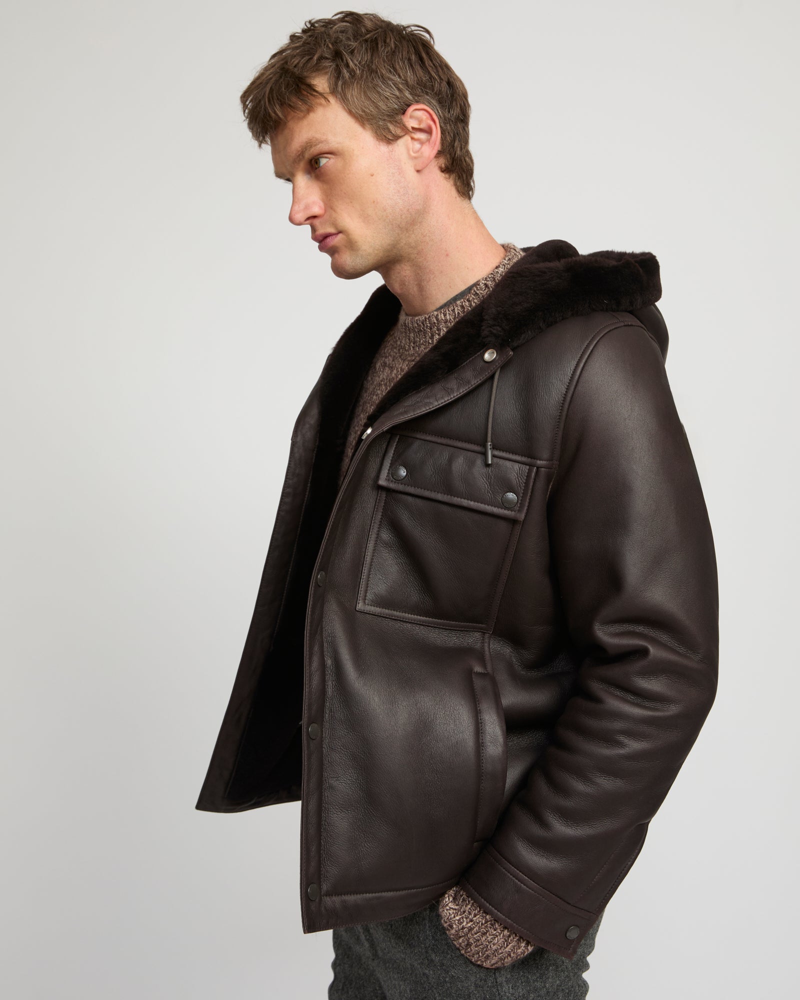 Merino lambskin shearling hoodie -Yves Salomon