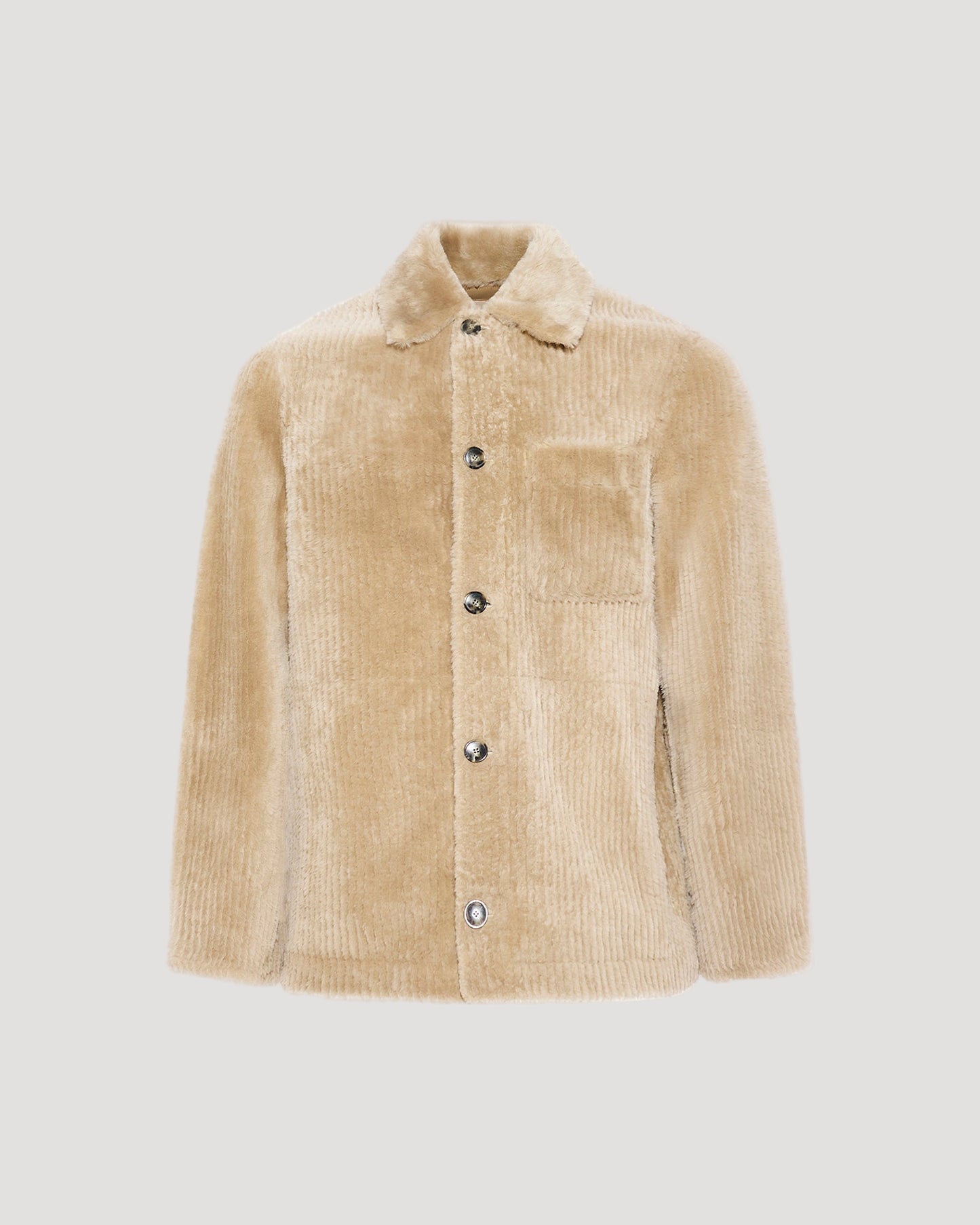 Ribbed Merino lamsbkin shearling overshirt