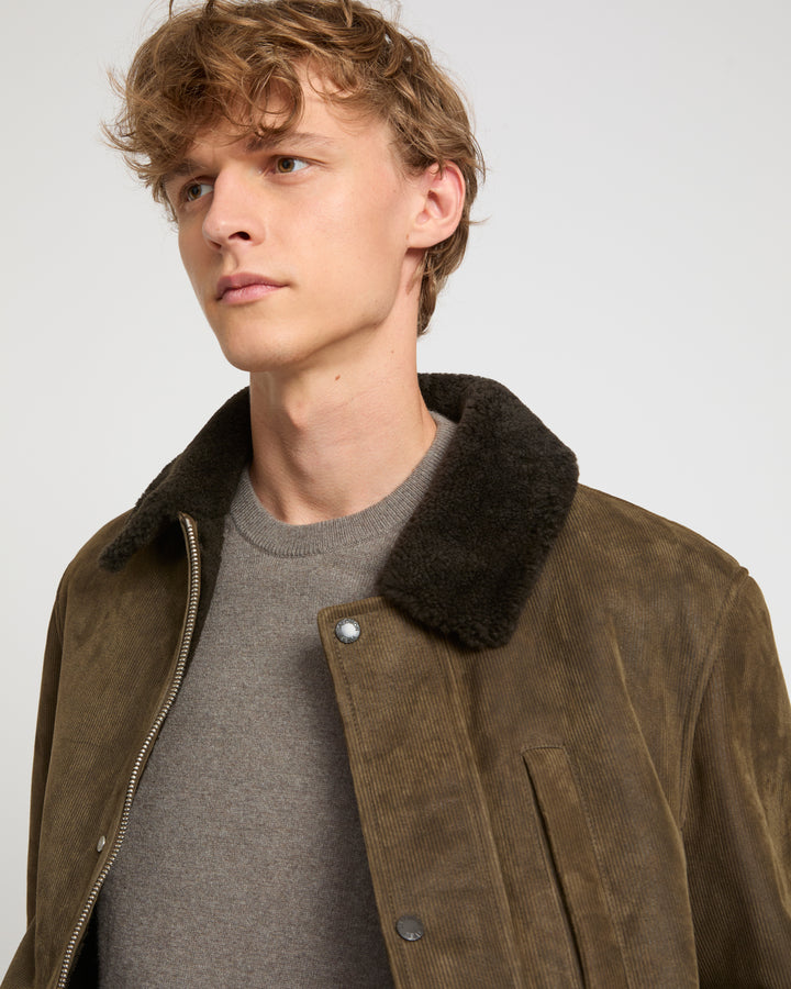 Ribbed leather and lambskin shearling jacket -Yves Salomon