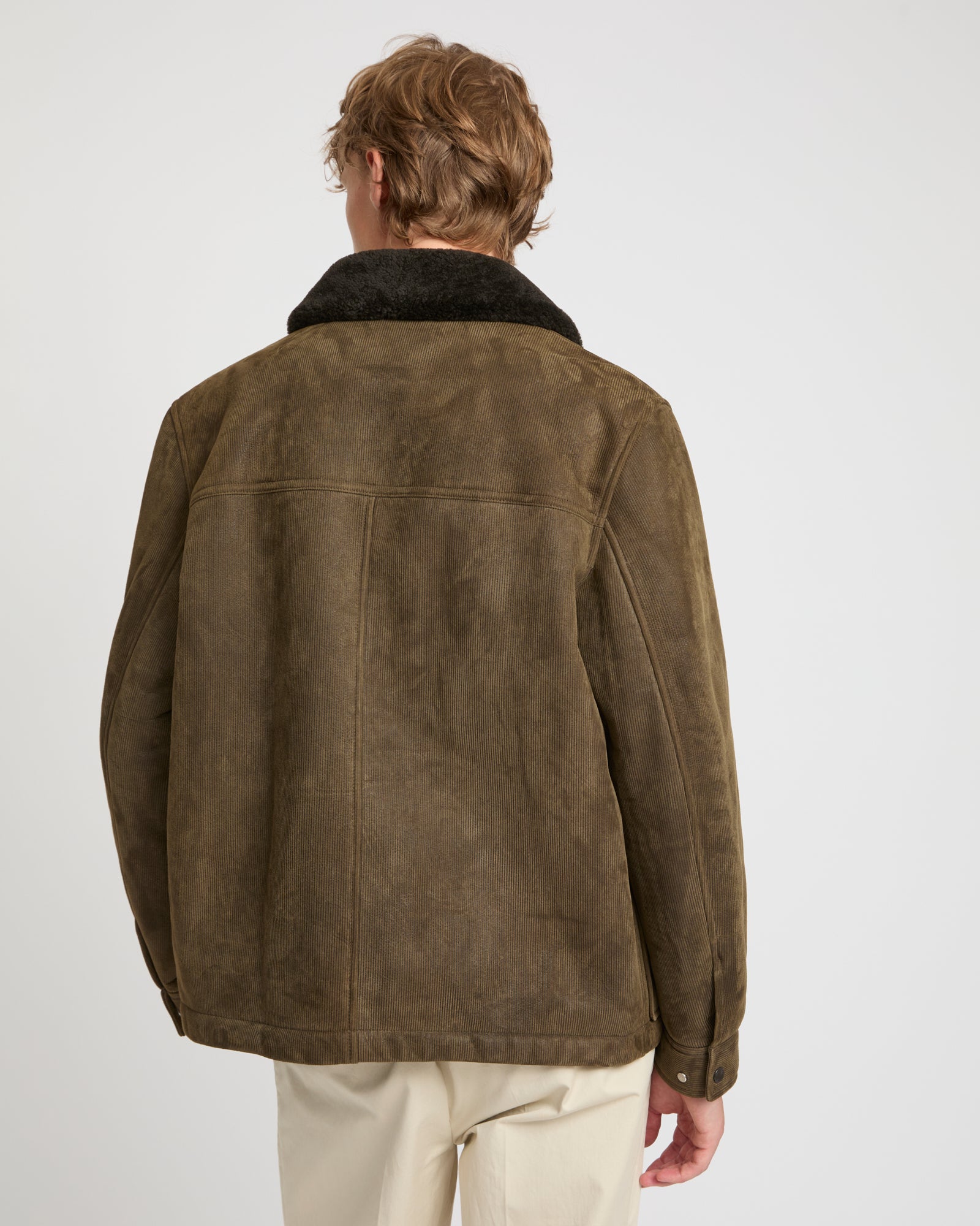 Ribbed leather and lambskin shearling jacket -Yves Salomon