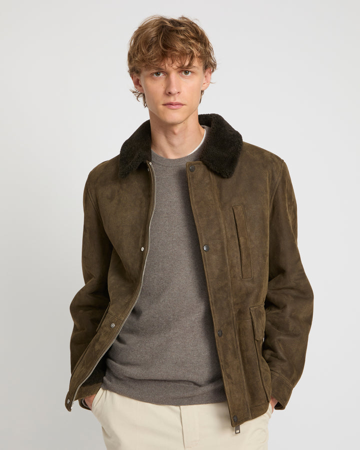 Ribbed leather and lambskin shearling jacket -Yves Salomon