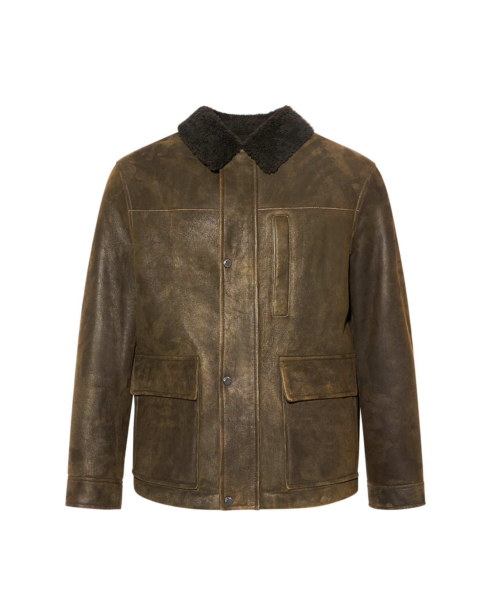 Ribbed leather and lambskin shearling jacket -Yves Salomon