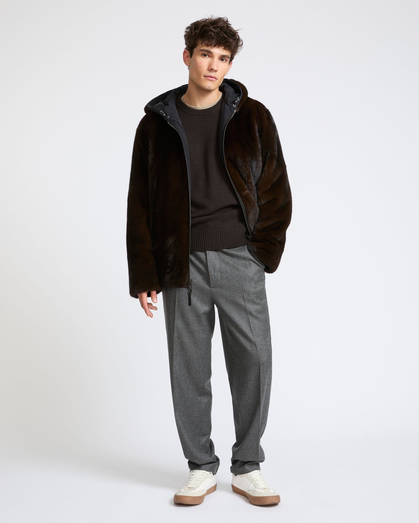 Reversible long-haired mink fur and technical fabric hooded jacket - Yves Salomon - New Fall Winter Collection