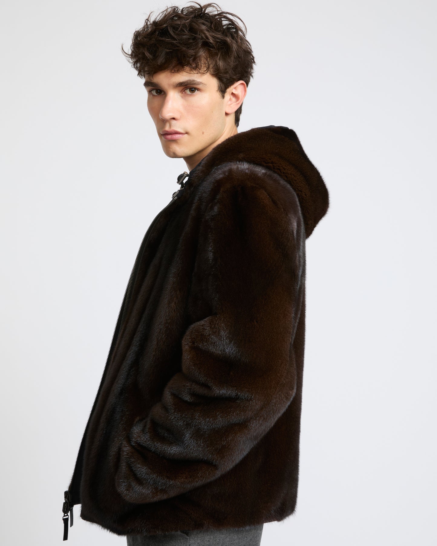 Reversible long-haired mink fur and technical fabric hooded jacket - Yves Salomon - New Fall Winter Collection