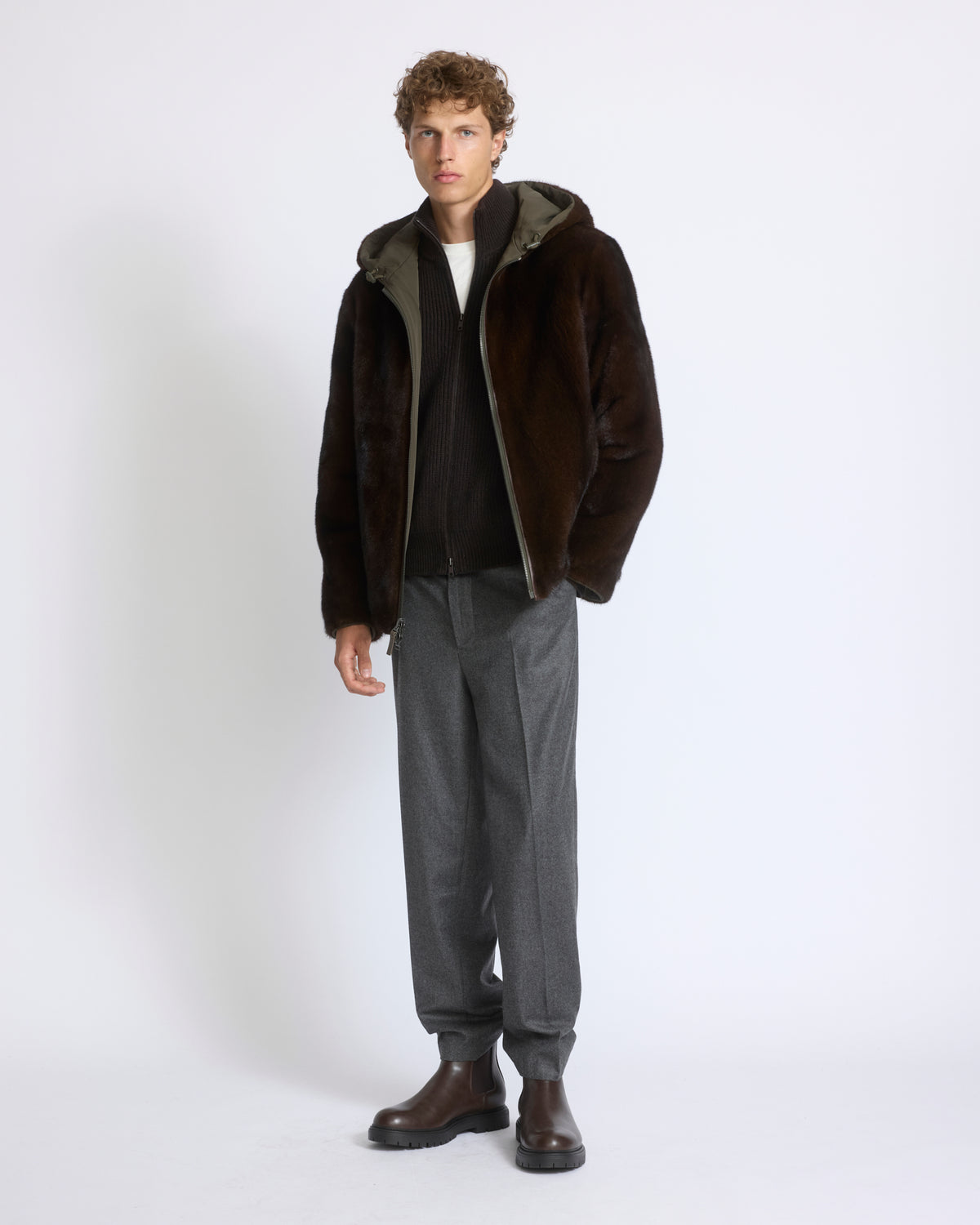 Reversible long-haired mink fur and technical fabric hooded jacket - Yves Salomon - New Fall/Winter Collection