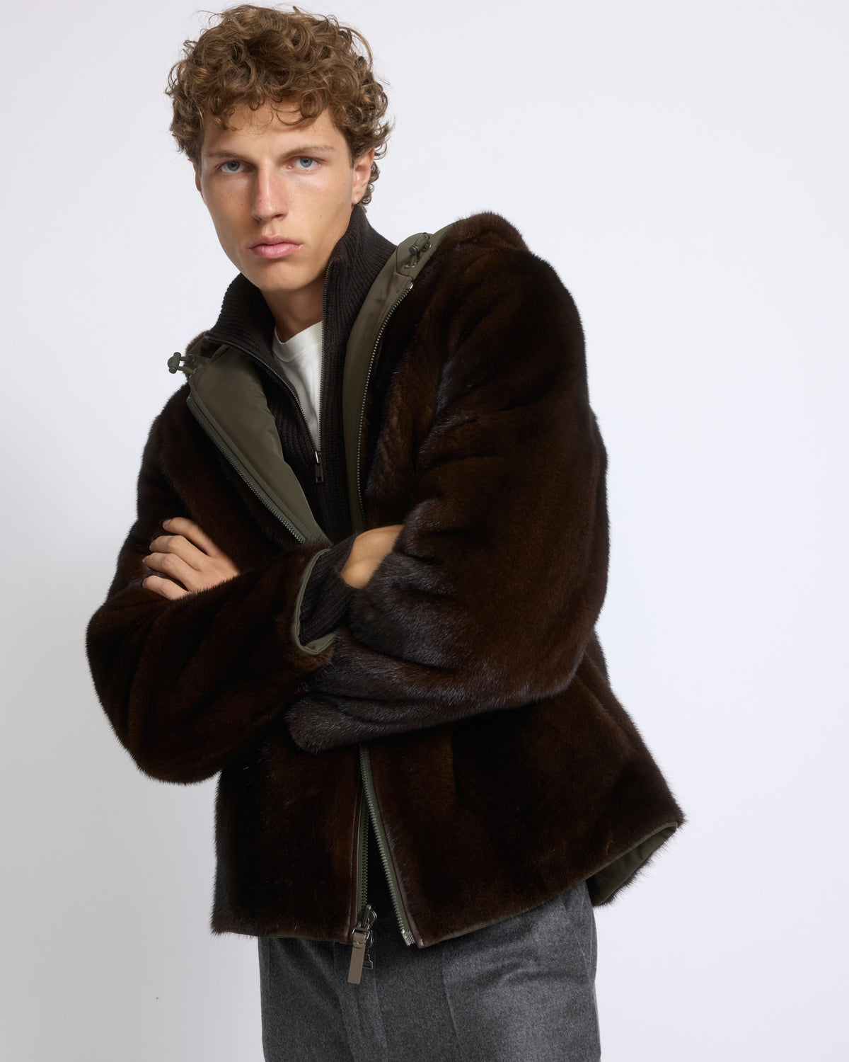 Reversible long-haired mink fur and technical fabric hooded jacket - Yves Salomon - New Fall/Winter Collection