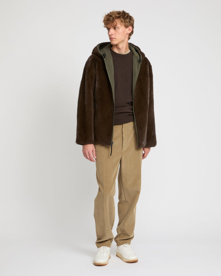 Reversible Hooded Jacket in Mink Fur and Technical Fabric -Yves Salomon