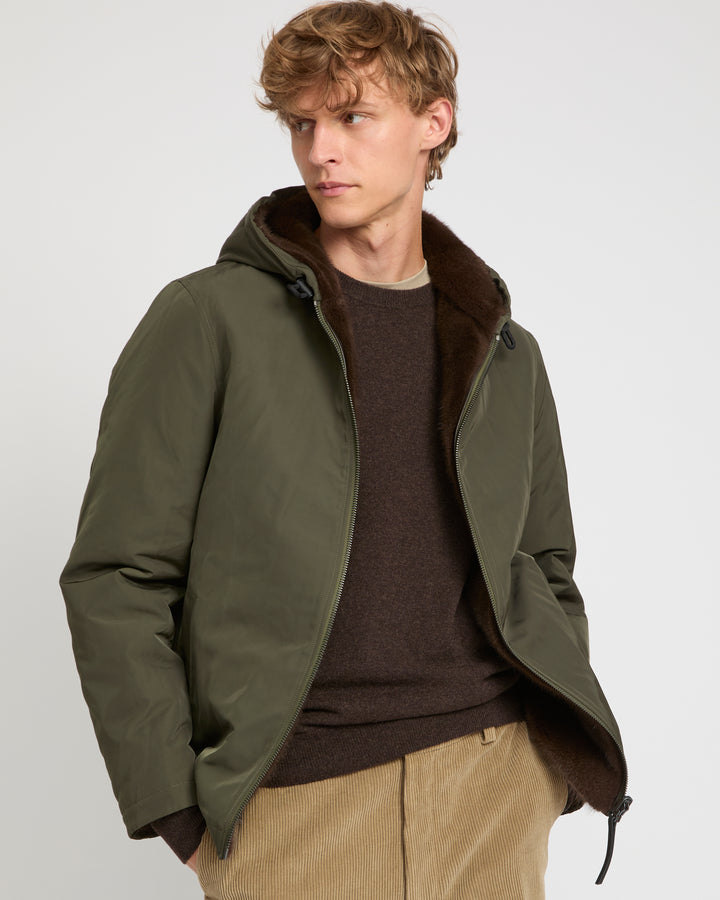 Reversible Hooded Jacket in Mink Fur and Technical Fabric -Yves Salomon