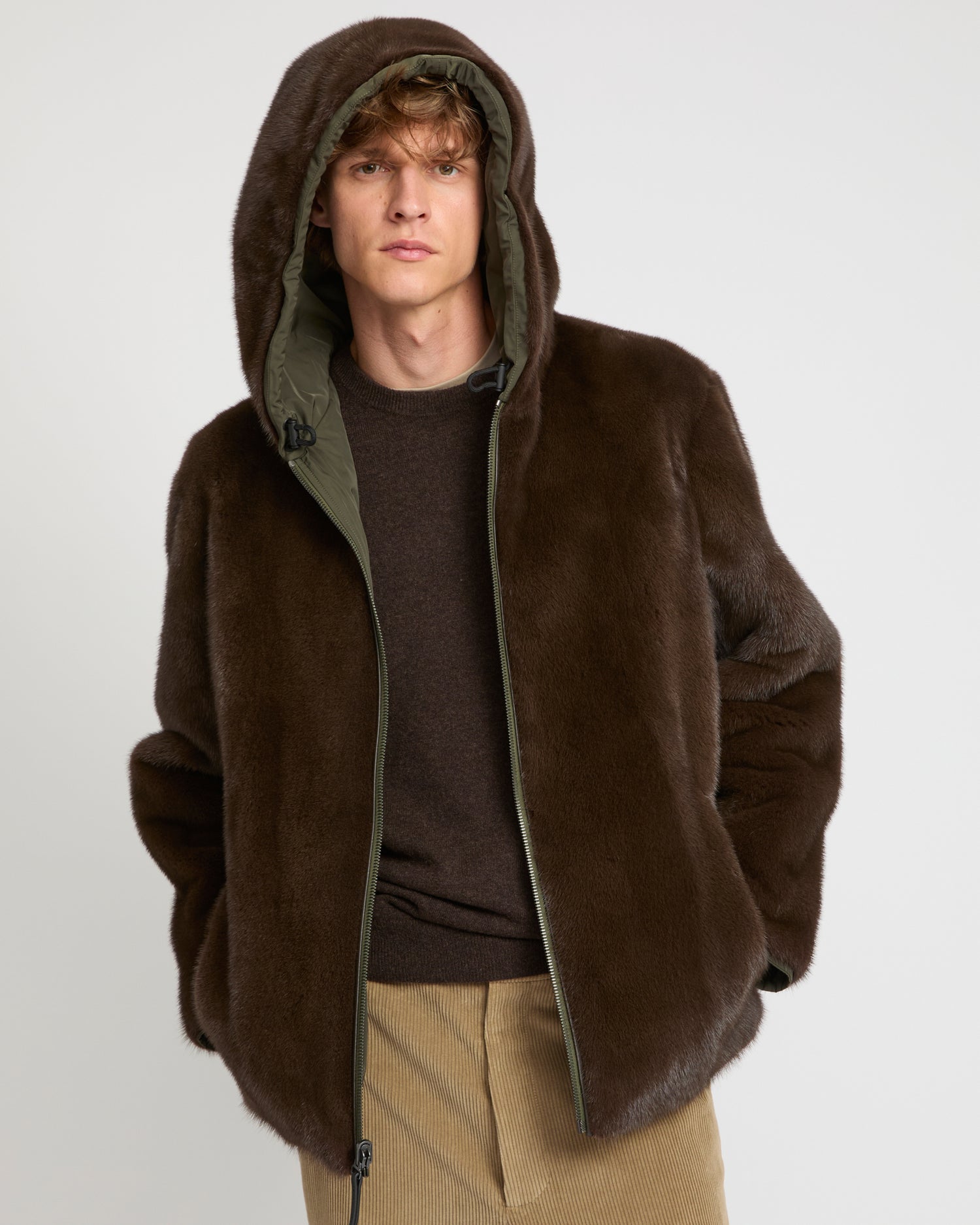 Reversible Hooded Jacket in Mink Fur and Technical Fabric -Yves Salomon