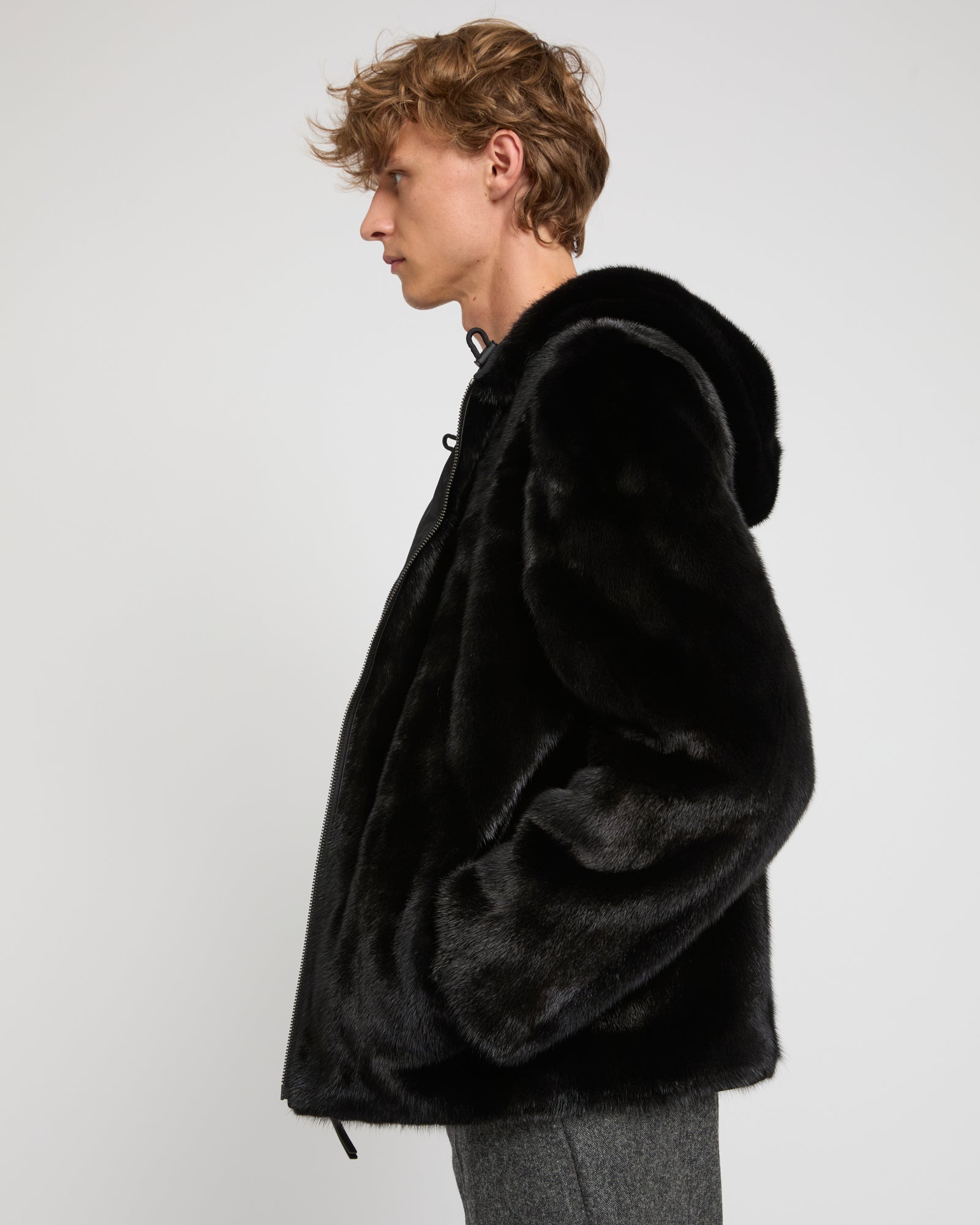 Reversible Hooded Jacket in Mink Fur and Technical Fabric -Yves Salomon