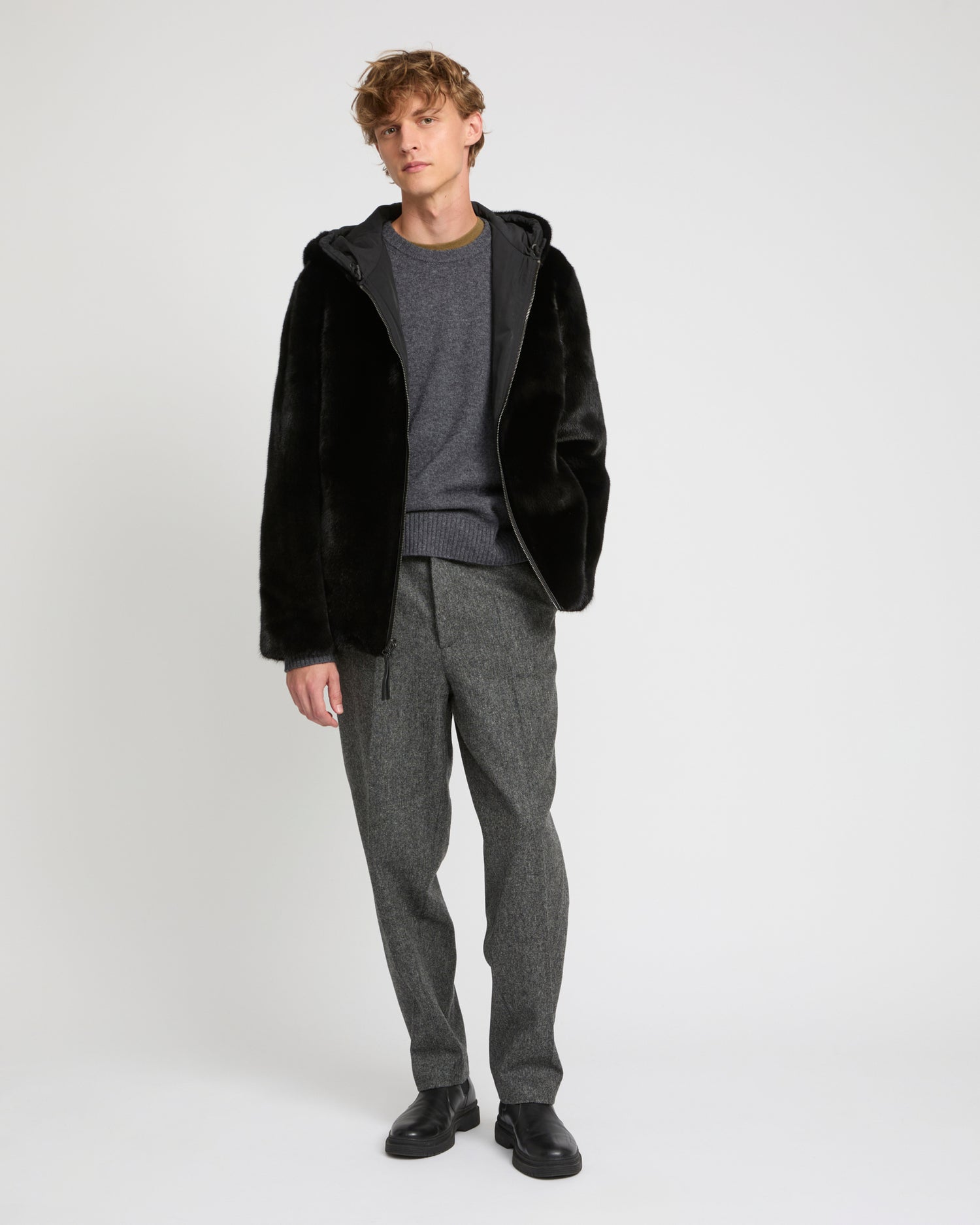 Reversible Hooded Jacket in Mink Fur and Technical Fabric -Yves Salomon