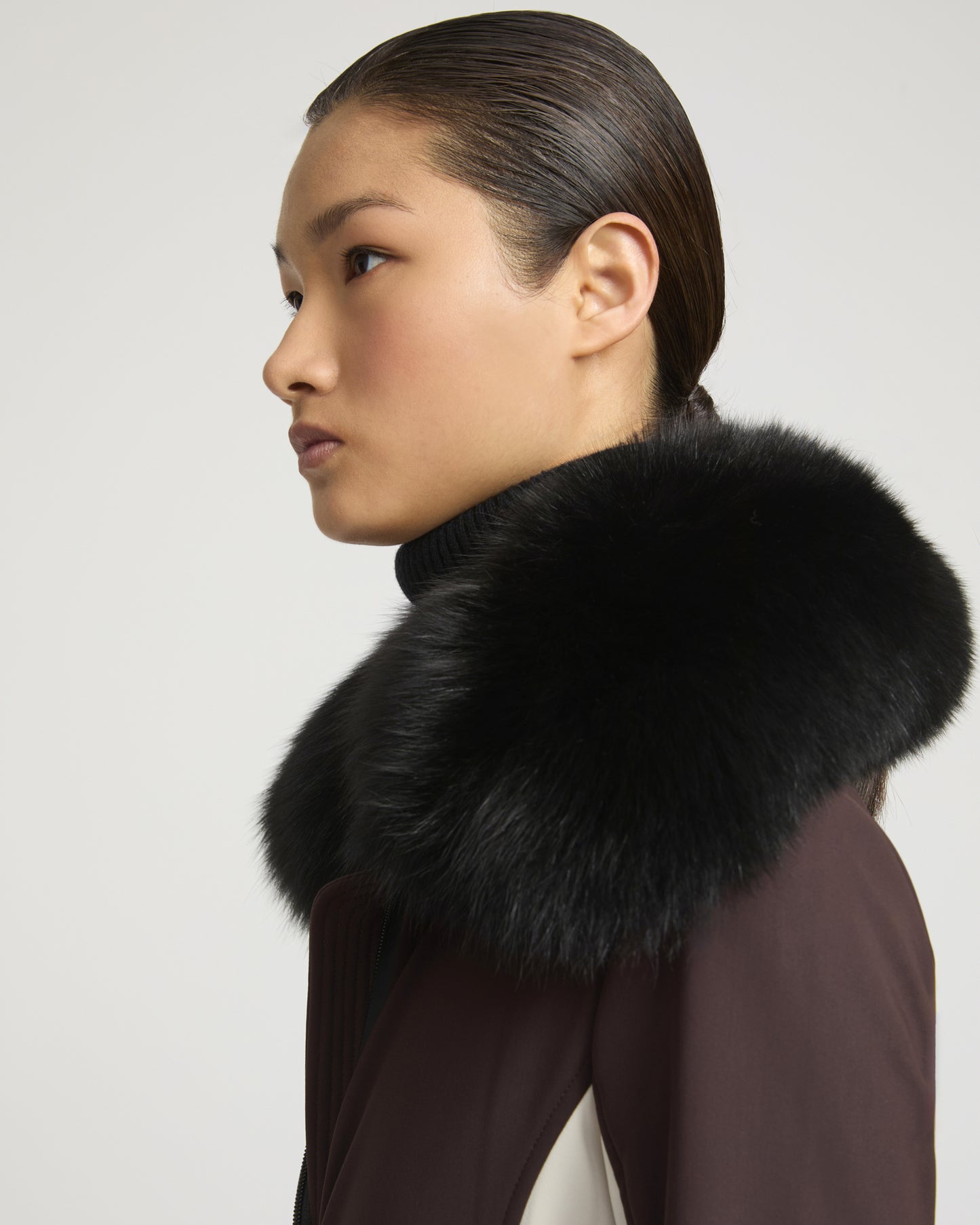 Softshell fabric jumpsuit with detachable fox fur collar -Yves Salomon