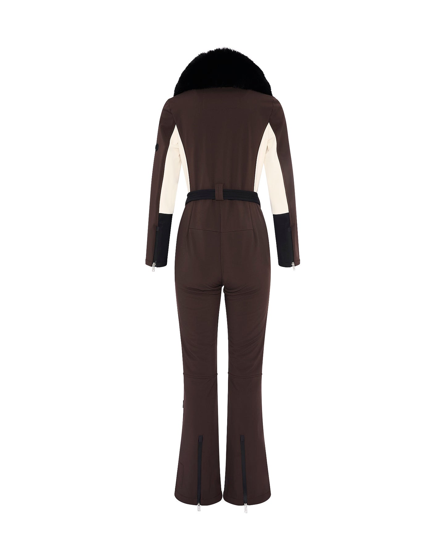 Softshell fabric jumpsuit with detachable fox fur collar -Yves Salomon