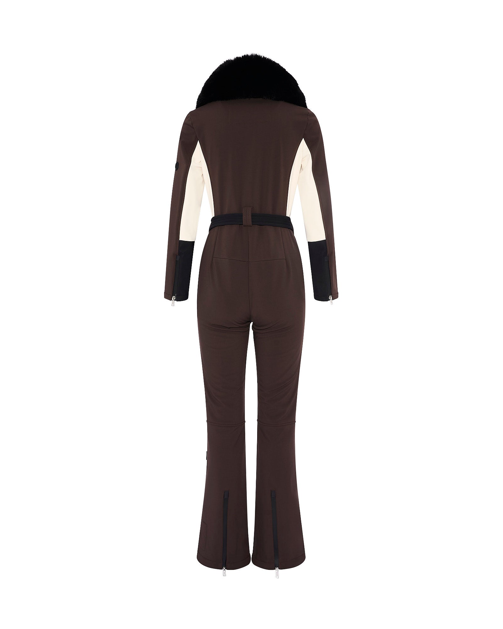 Softshell fabric jumpsuit with detachable fox fur collar -Yves Salomon