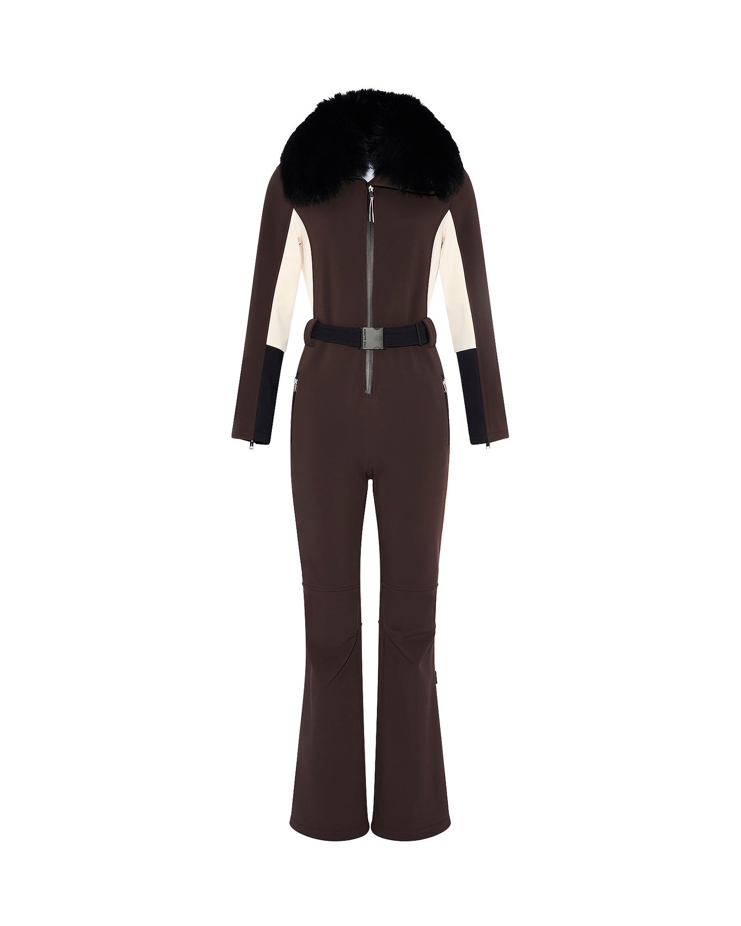 Softshell fabric jumpsuit with detachable fox fur collar -Yves Salomon
