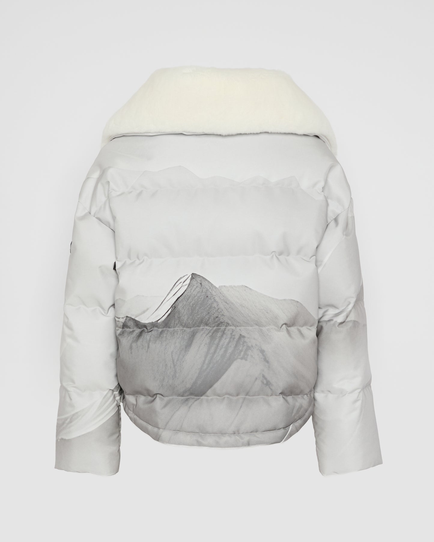 Short down jacket in waterproof fabric and Rex rabbit fur trim -Yves Salomon