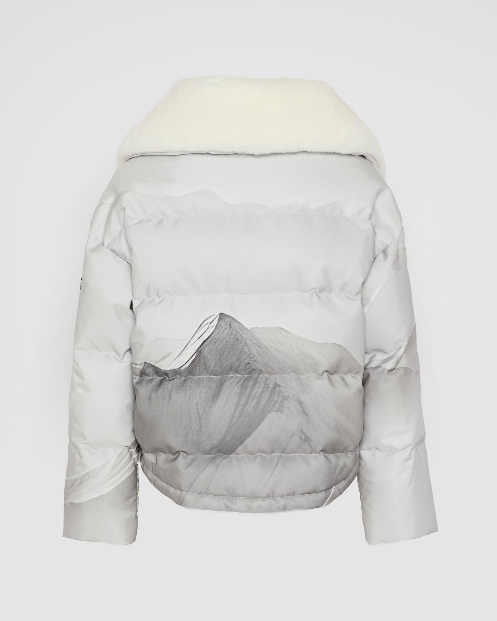 Short down jacket in waterproof fabric and Rex rabbit fur trim -Yves Salomon