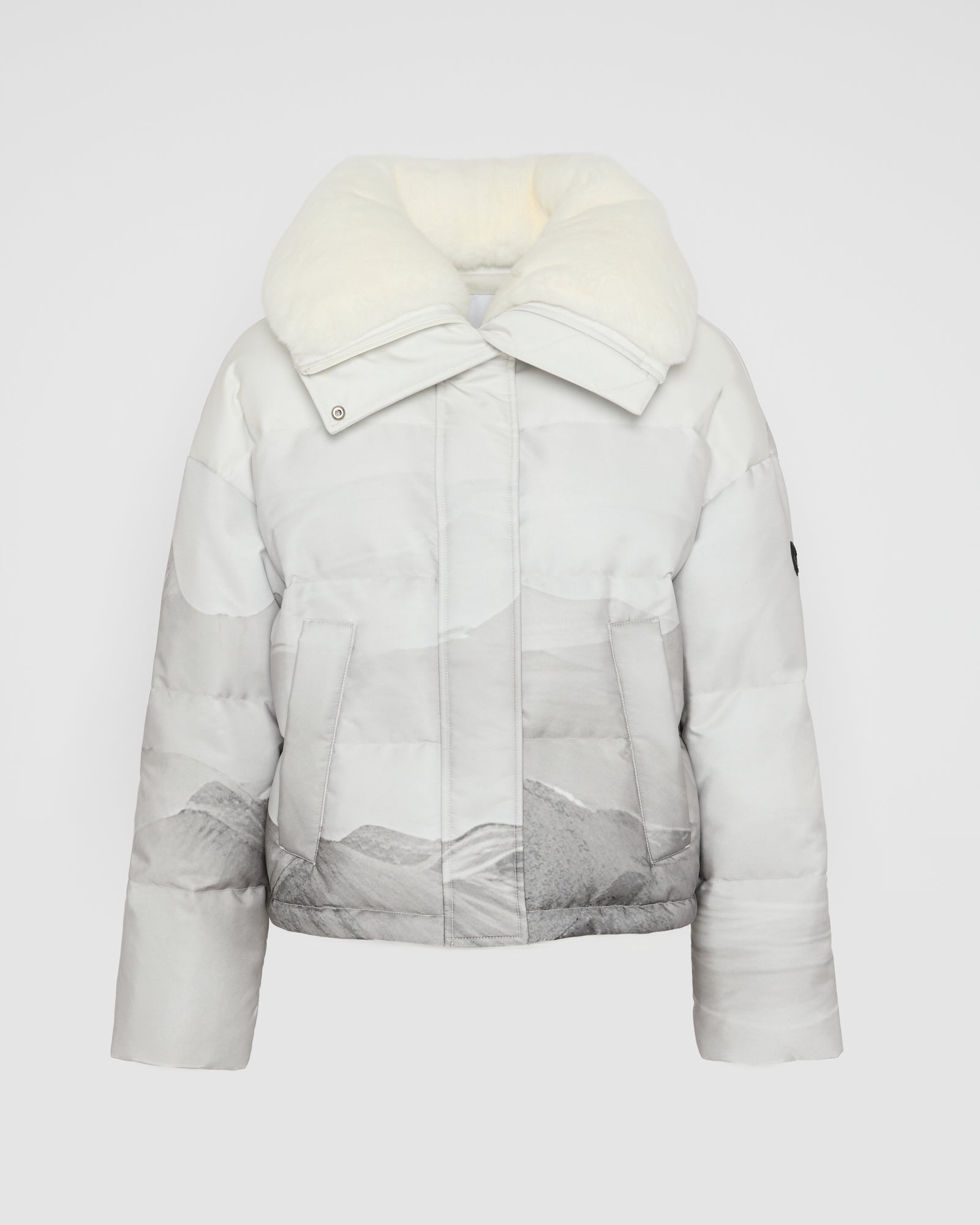 Short down jacket in waterproof fabric and Rex rabbit fur trim -Yves Salomon