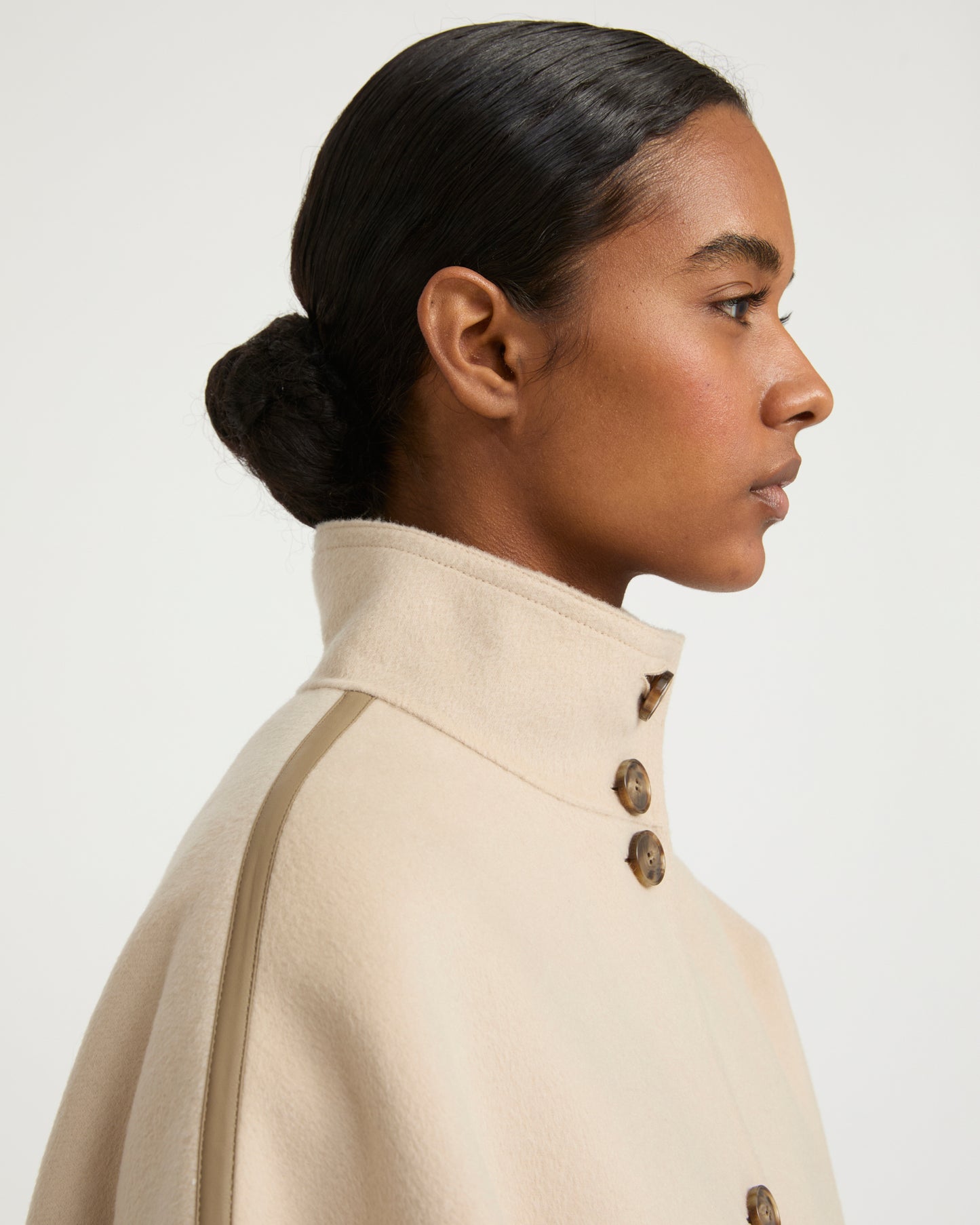 Double-sided cashmere-blend cropped cape jacket