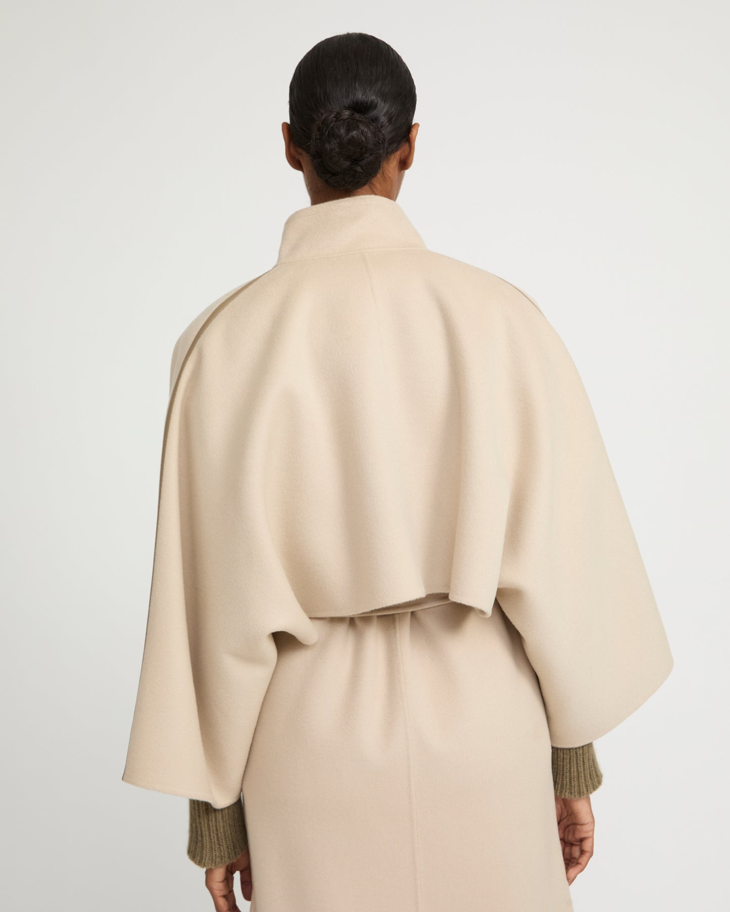 Double-sided cashmere-blend cropped cape jacket