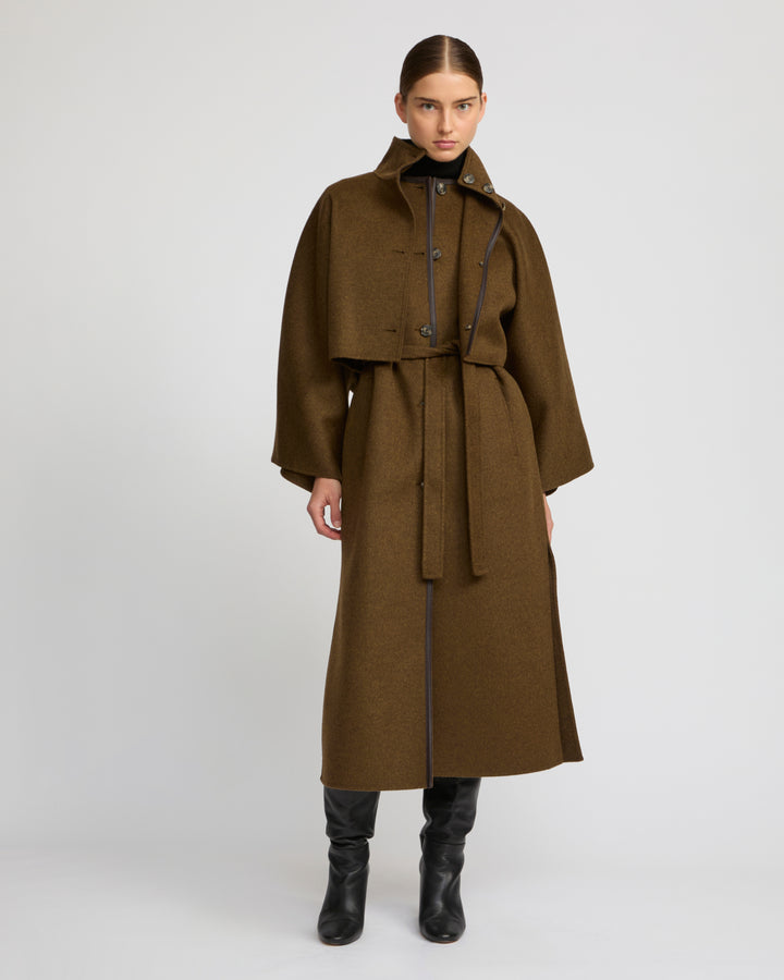 Double-sided cashmere-blend cropped cape jacket