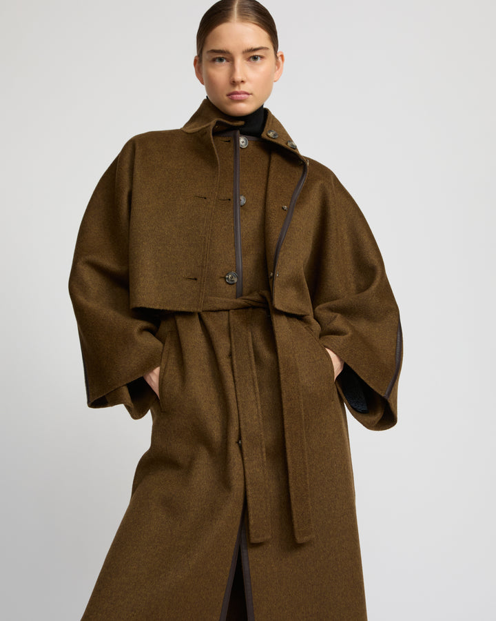 Double-sided cashmere-blend cropped cape jacket