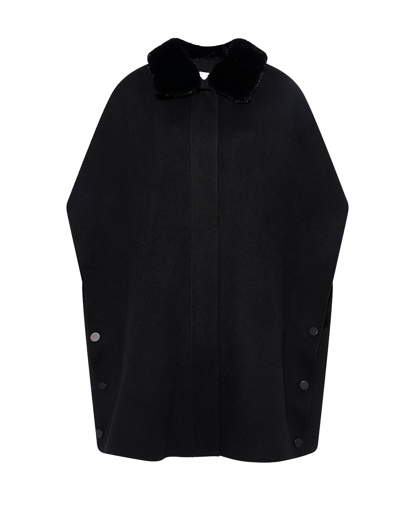 Cashmere-blend cape with removable mink fur collar -Yves Salomon