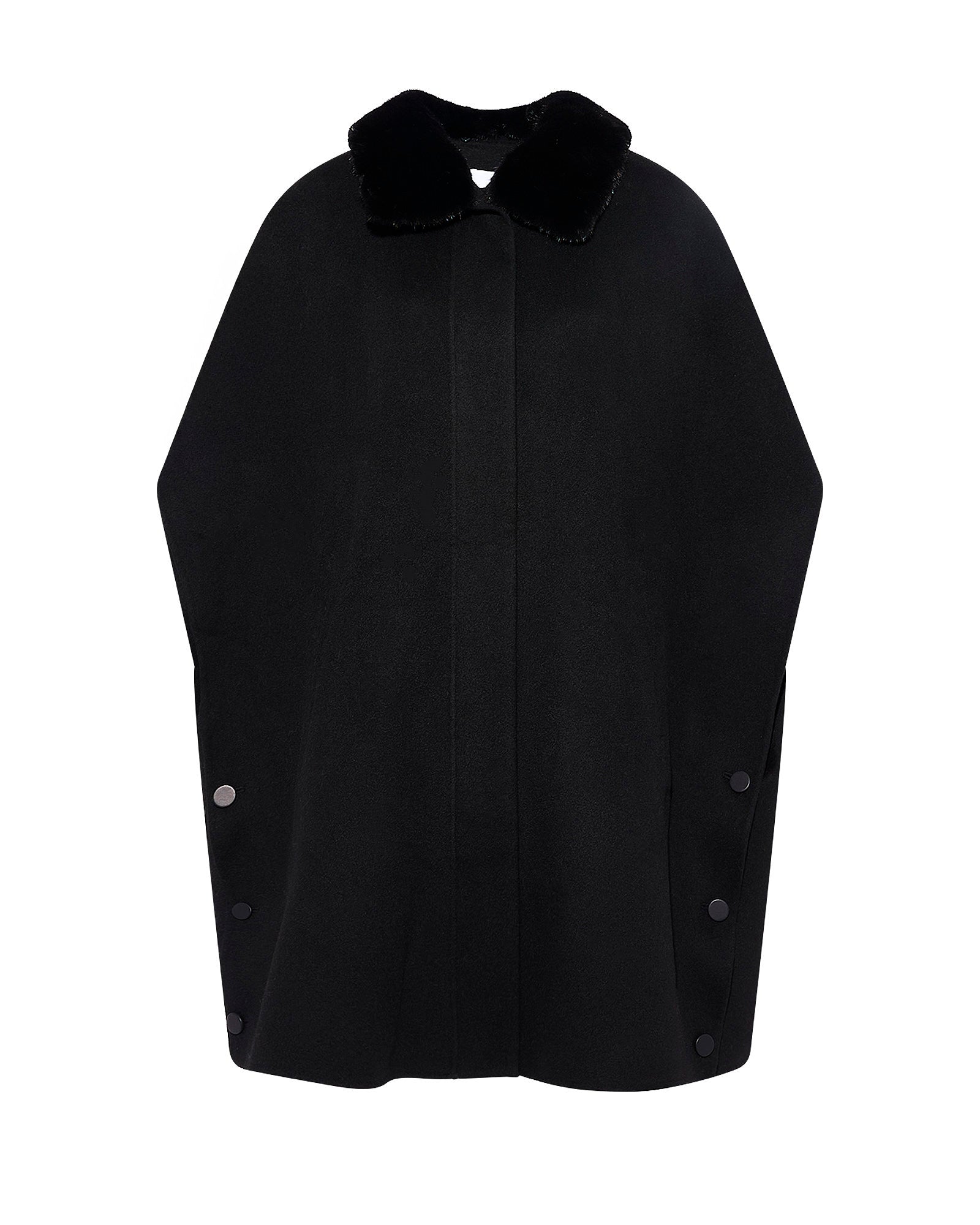 Cashmere-blend cape with removable mink fur collar -Yves Salomon