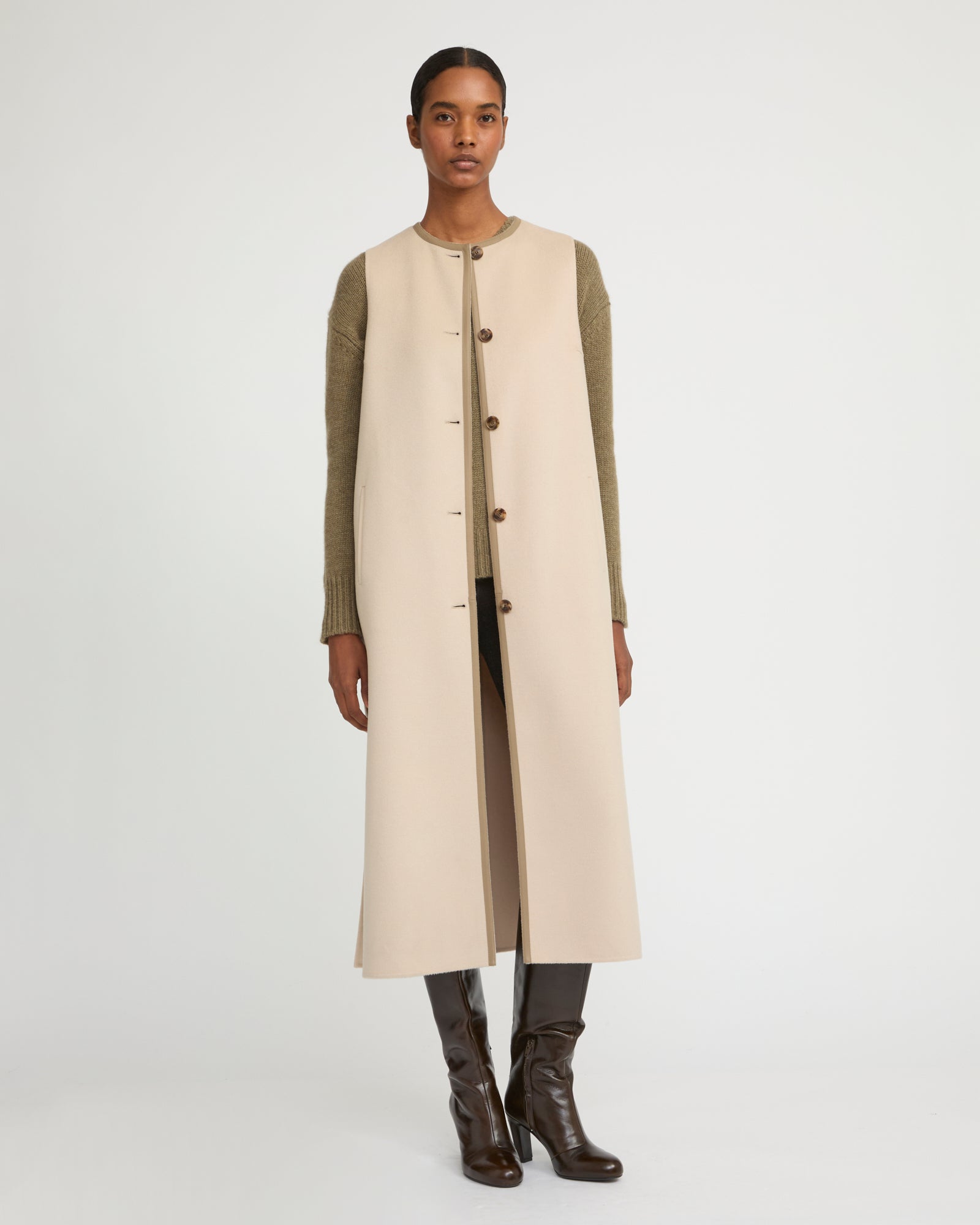 Long double-sided cashmere-blend gilet -Yves Salomon