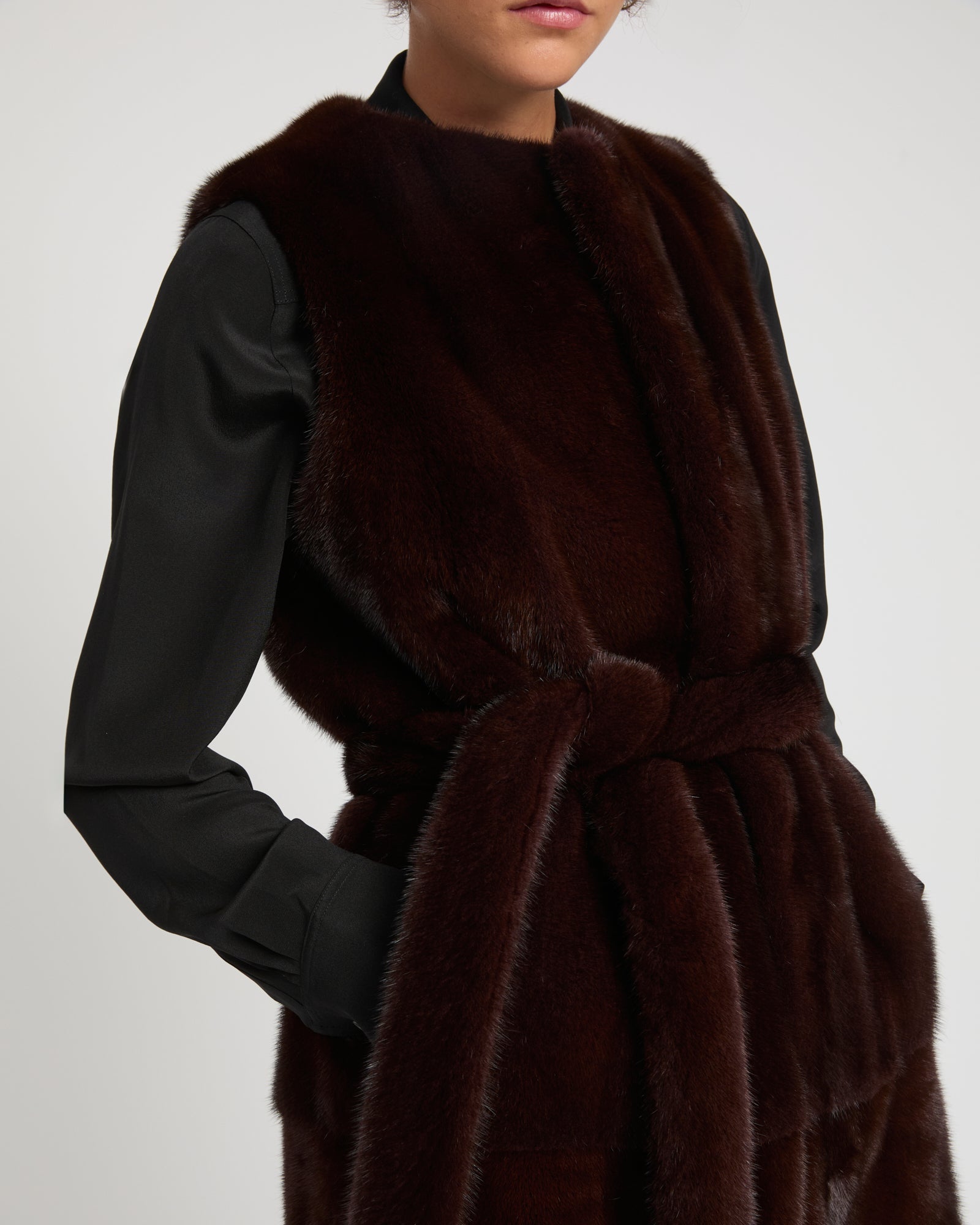Sleeveless long gilet in Mink fur -Yves Salomon