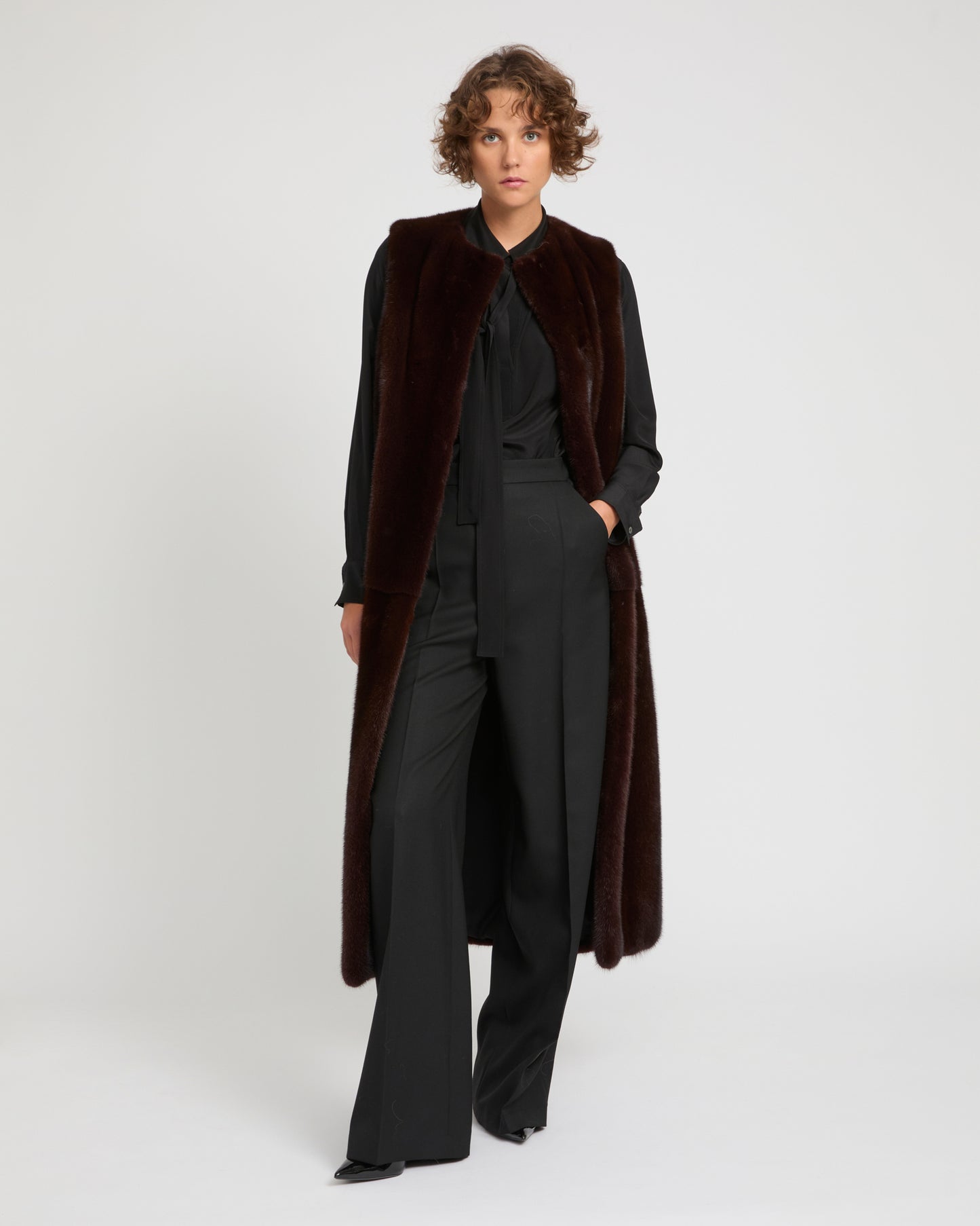 Sleeveless long gilet in Mink fur -Yves Salomon
