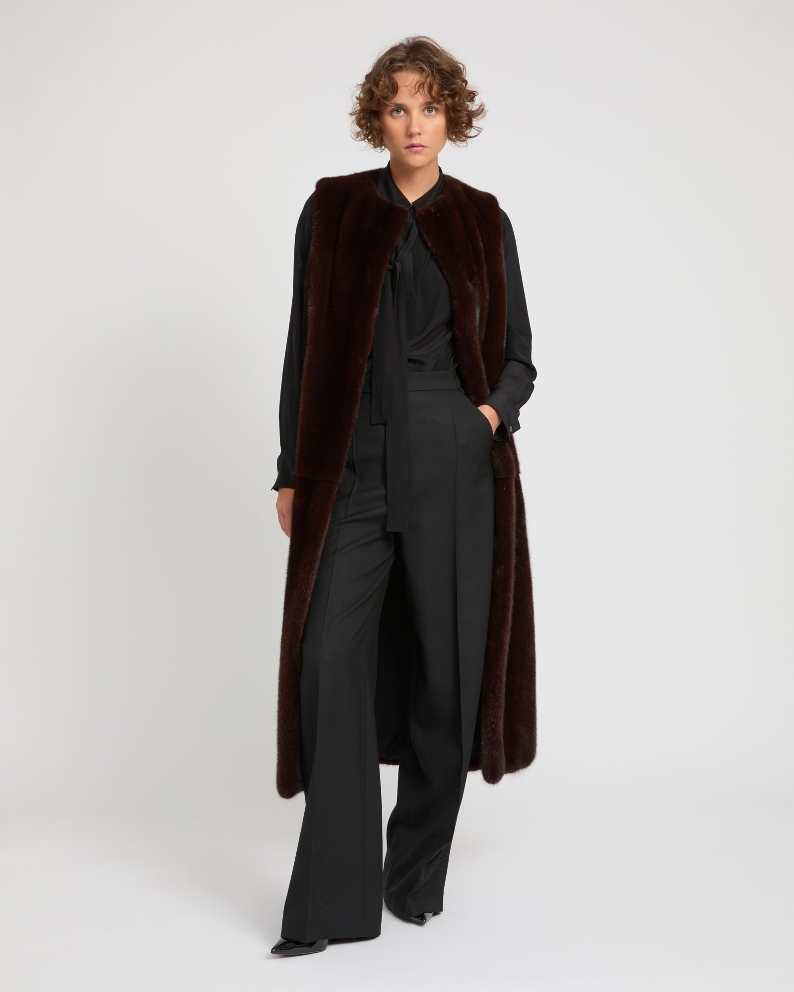 Sleeveless long gilet in Mink fur -Yves Salomon