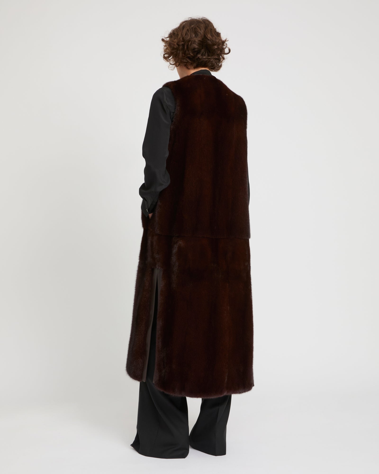 Sleeveless long gilet in Mink fur -Yves Salomon