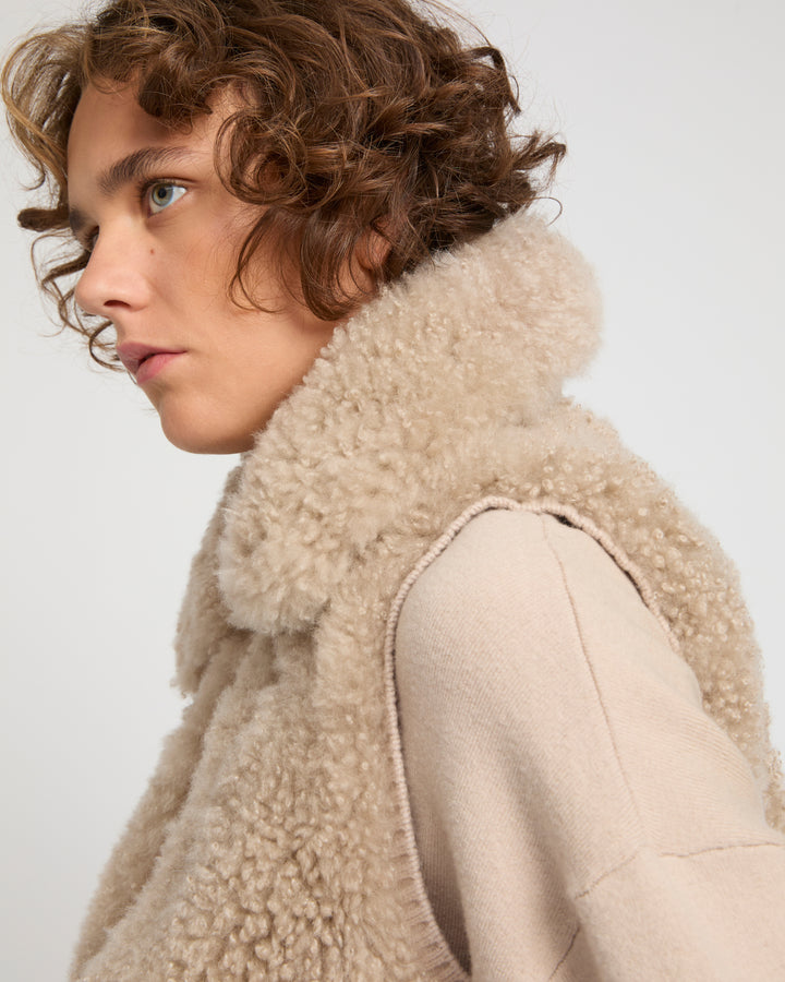 Cashmere lambskin and Merino knit gilet -Yves Salomon