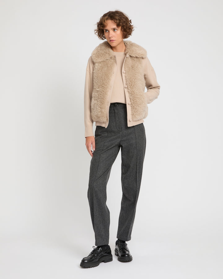 Cashmere lambskin and Merino knit gilet -Yves Salomon