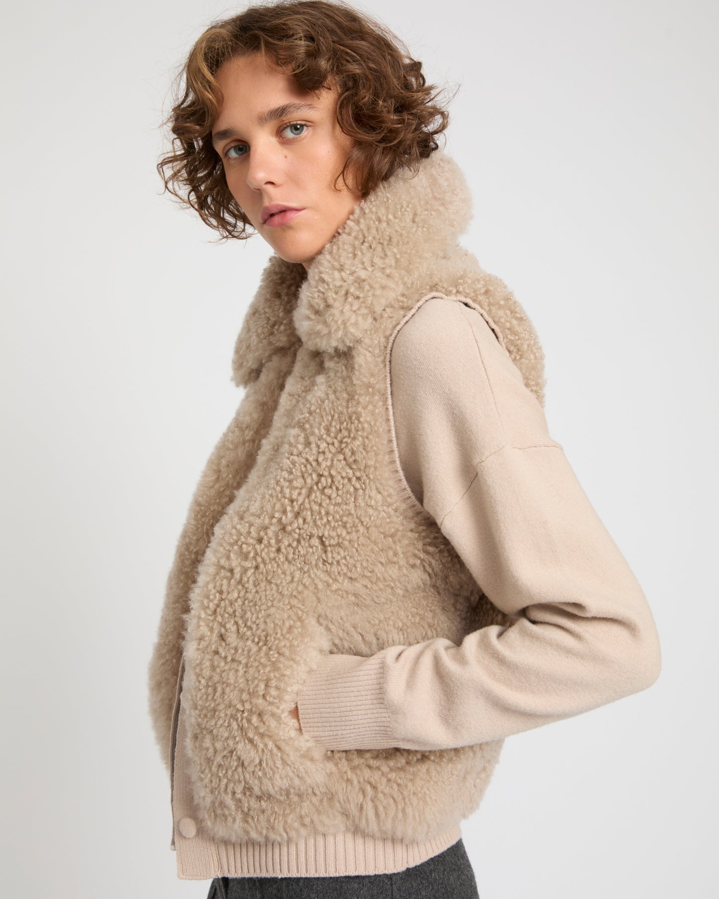 Cashmere lambskin and Merino knit gilet -Yves Salomon