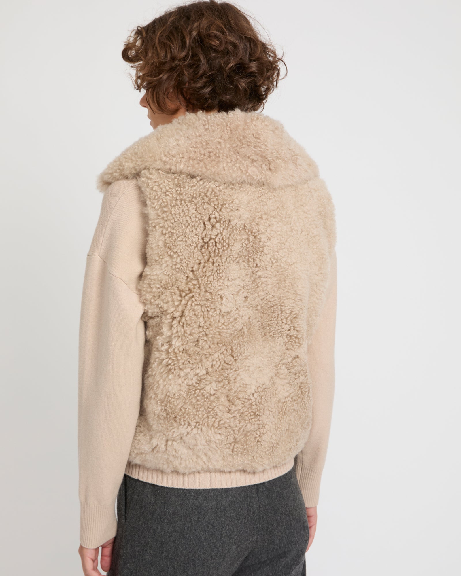Cashmere lambskin and Merino knit gilet -Yves Salomon