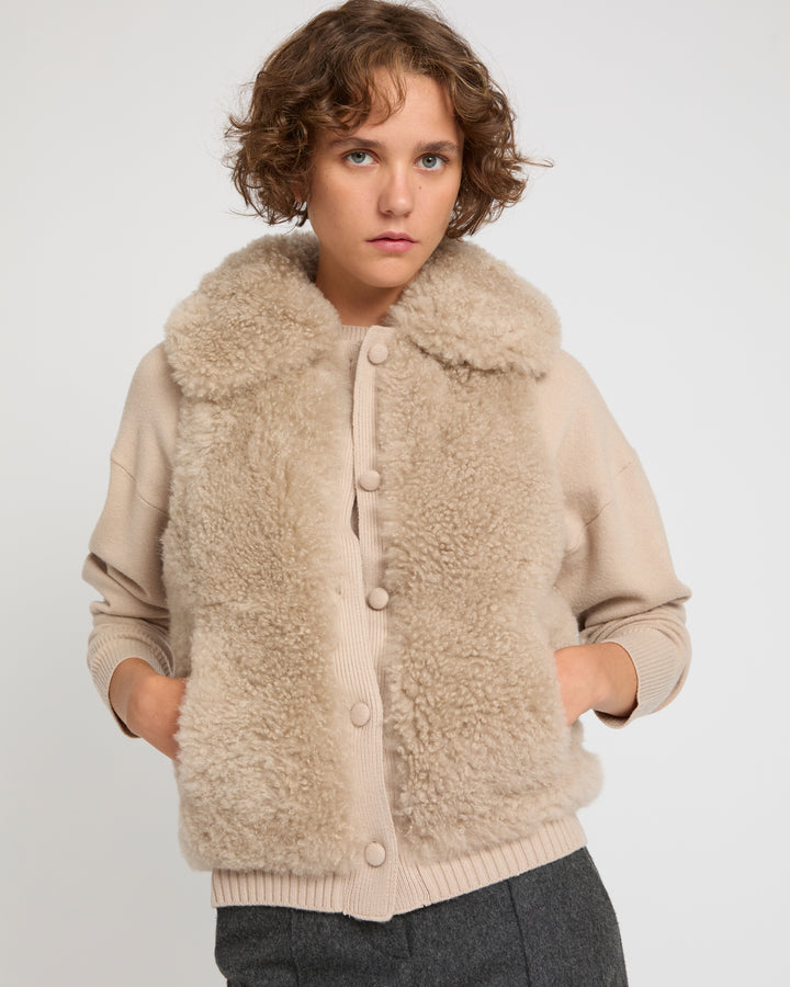 Cashmere lambskin and Merino knit gilet -Yves Salomon