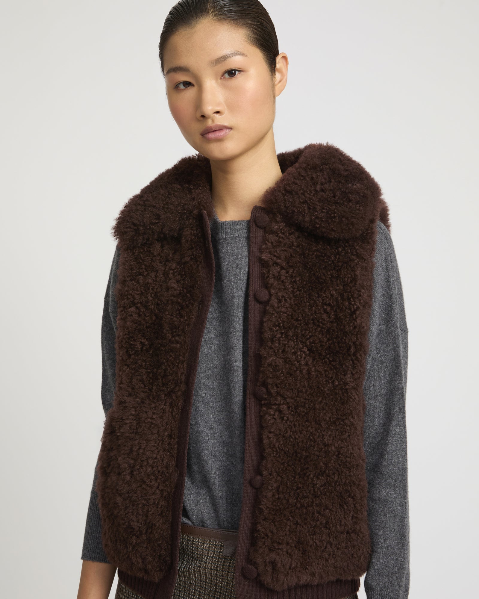 Cashmere lambskin and Merino knit gilet -Yves Salomon