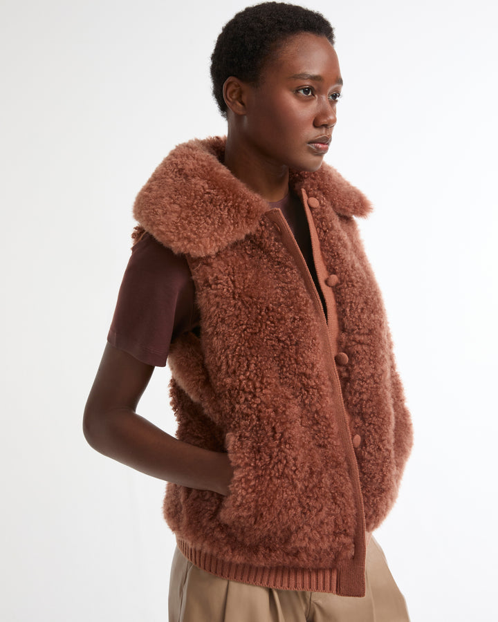 Cashmere lambskin and Merino knit gilet -Yves Salomon - New spring summer collection