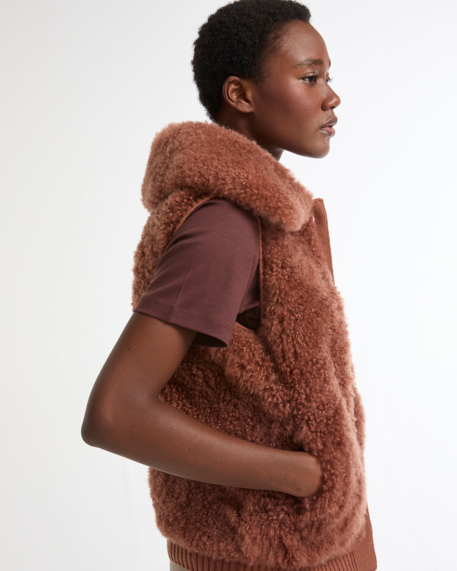 Cashmere lambskin and Merino knit gilet -Yves Salomon - New spring summer collection