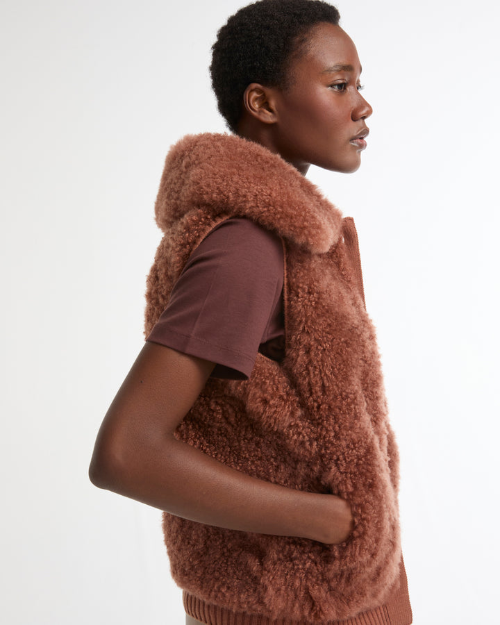 Cashmere lambskin and Merino knit gilet -Yves Salomon - New spring summer collection