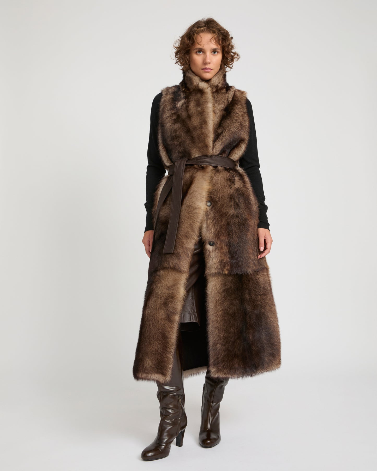 Long Toscana lambskin shearling gilet -Yves Salomon