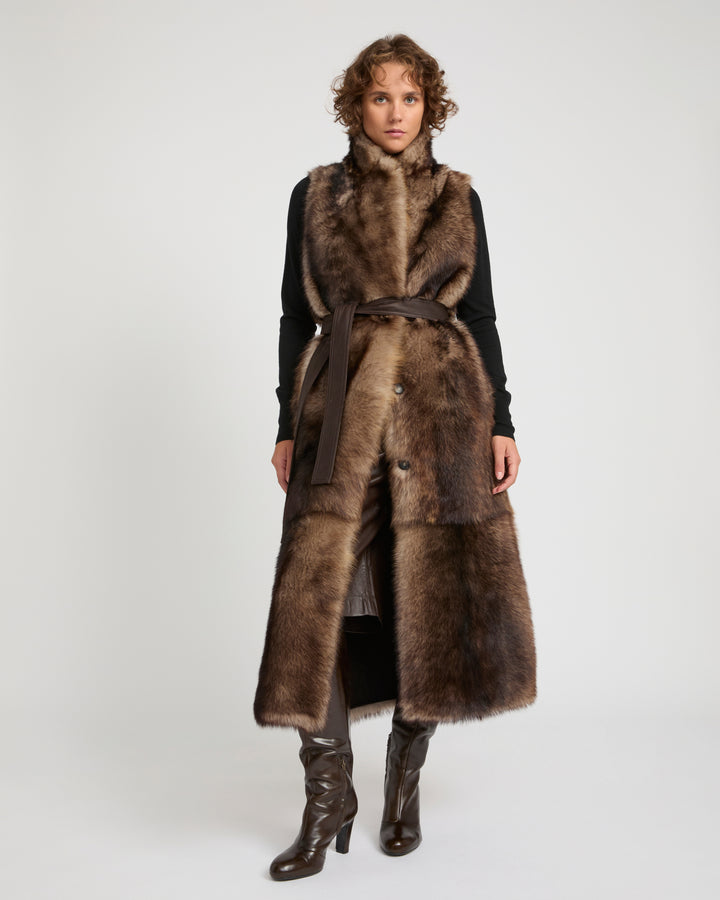 Long Toscana lambskin shearling gilet -Yves Salomon