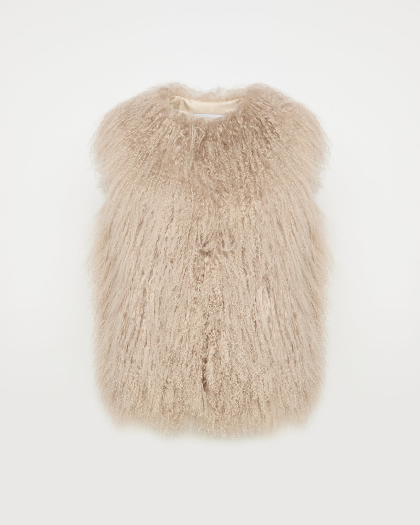 Sleeveless  gilet in long haired lamb -Yves Salomon